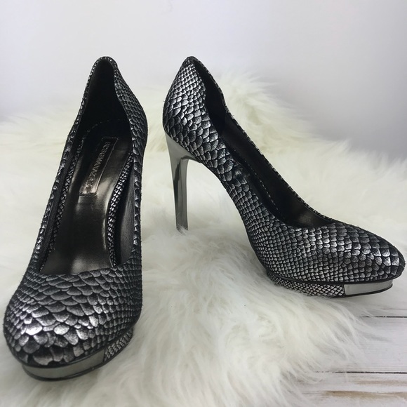 BCBGMaxAzria Shoes - BCBGMAXARIZA Metallic Snake Scale Heels